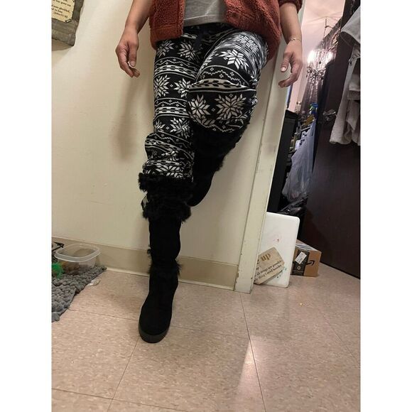 COACH shearling leather & fur Suede sharma wedge Boots p58 G04 - Picture 2 of 11